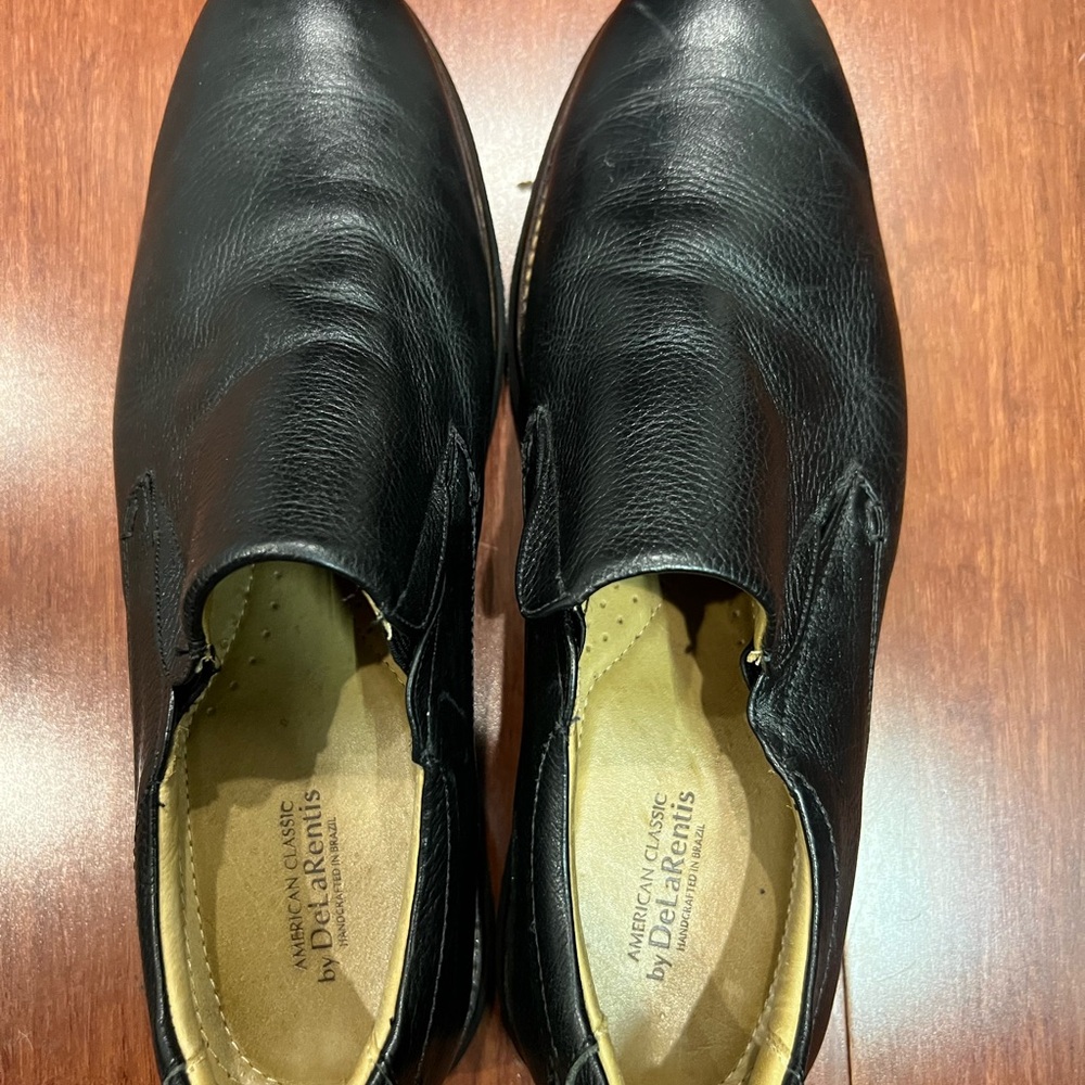 DelLaRentis Black Leather Men's Slip-On Loafers - Picture 4 of 10